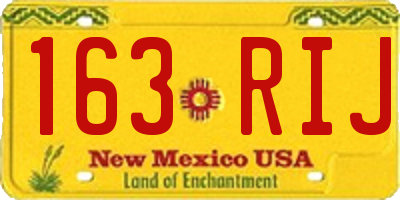 NM license plate 163RIJ