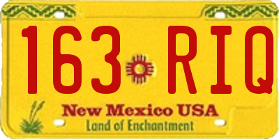 NM license plate 163RIQ