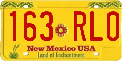NM license plate 163RLO