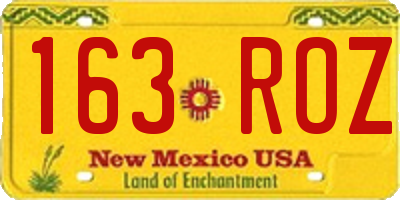 NM license plate 163ROZ