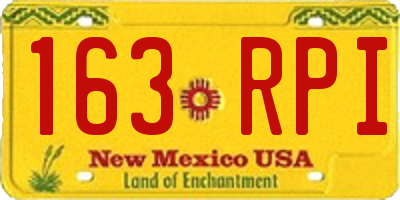 NM license plate 163RPI