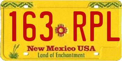 NM license plate 163RPL