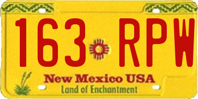NM license plate 163RPW