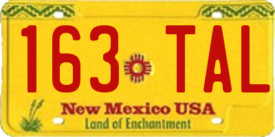 NM license plate 163TAL