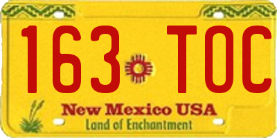 NM license plate 163TOC