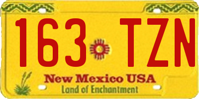 NM license plate 163TZN