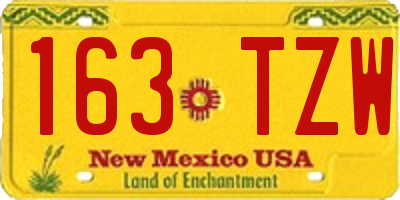 NM license plate 163TZW