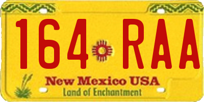 NM license plate 164RAA