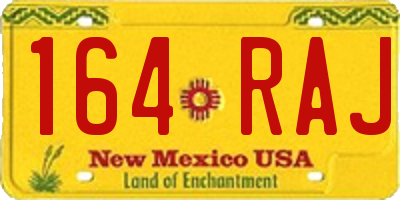 NM license plate 164RAJ