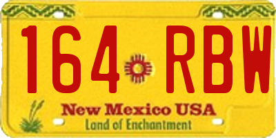 NM license plate 164RBW