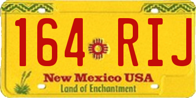 NM license plate 164RIJ