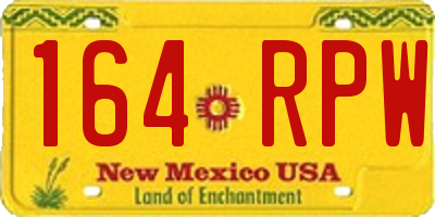 NM license plate 164RPW