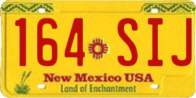 NM license plate 164SIJ