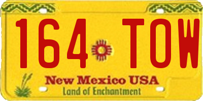 NM license plate 164TOW