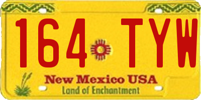 NM license plate 164TYW