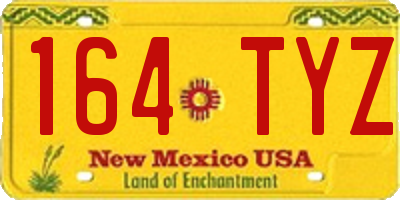 NM license plate 164TYZ