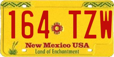 NM license plate 164TZW