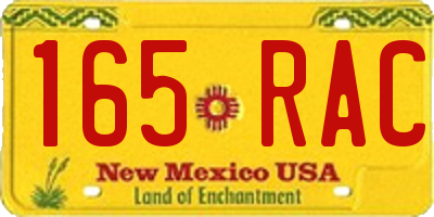 NM license plate 165RAC