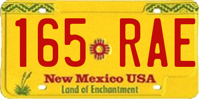 NM license plate 165RAE