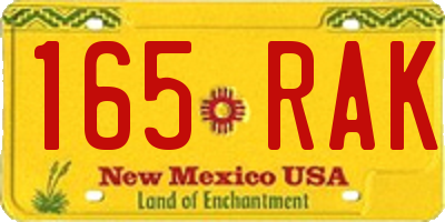 NM license plate 165RAK