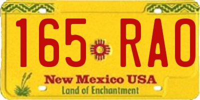 NM license plate 165RAO