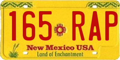 NM license plate 165RAP