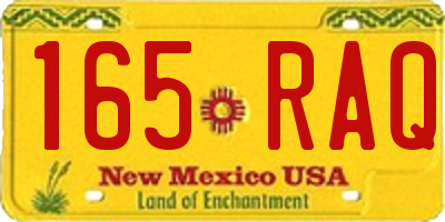 NM license plate 165RAQ