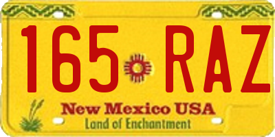 NM license plate 165RAZ