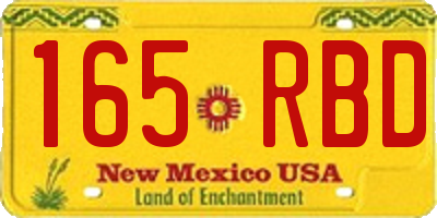 NM license plate 165RBD