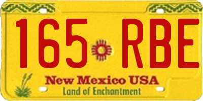 NM license plate 165RBE