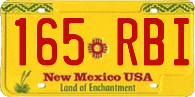 NM license plate 165RBI