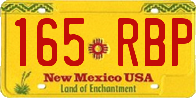 NM license plate 165RBP