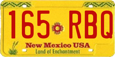NM license plate 165RBQ