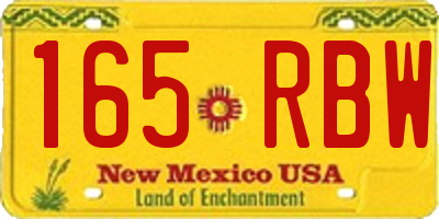 NM license plate 165RBW