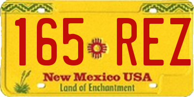 NM license plate 165REZ