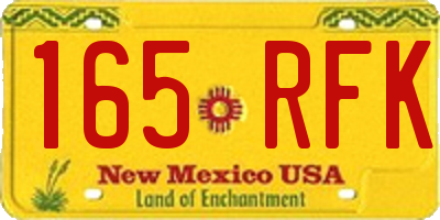 NM license plate 165RFK