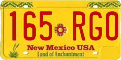 NM license plate 165RGO
