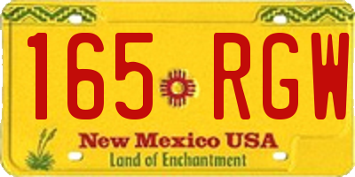 NM license plate 165RGW
