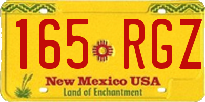 NM license plate 165RGZ