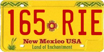 NM license plate 165RIE