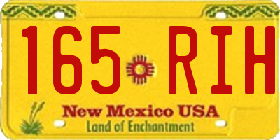 NM license plate 165RIH