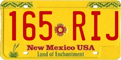 NM license plate 165RIJ