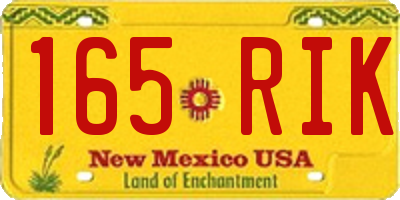NM license plate 165RIK