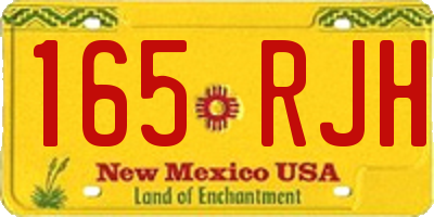 NM license plate 165RJH