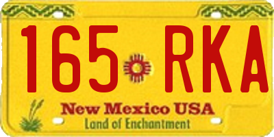 NM license plate 165RKA