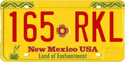 NM license plate 165RKL