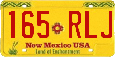 NM license plate 165RLJ