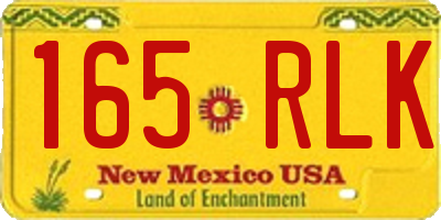 NM license plate 165RLK
