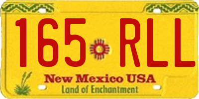 NM license plate 165RLL