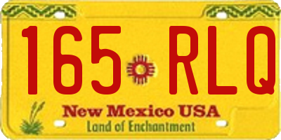NM license plate 165RLQ